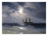 Sailing ship in the moonlight on a calm sea, 1874