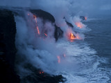 Lava Flows into the Ocean, Hawaii Volcanoes National Park, Hawaii