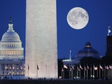 Moon over mall in Washington D.C.