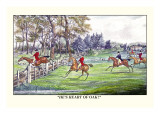 Horseman Jumps the Fence to Follow the Hounds