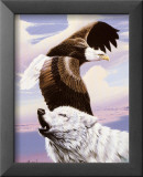Eagle in Flight with Wolf