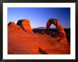 Delicate Arch and Surrounding Slick-Rock with La Sal Mountains in Distance, Utah