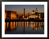 Night View of Albert Dock and the "Three Graces," Liverpool, United Kingdom