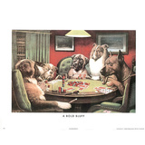 A Bold Bluff Dogs Playing Poker