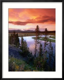 Yellowstone River Meandering Through Hayden Valley at Sunset, Yellowstone National Park, USA