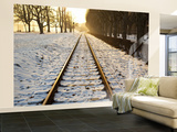 Train Tracks in Snow in Winter