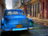 Blue Car in Havana, Cuba, Caribbean