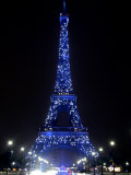 The Eiffel Tower Shows Blue Lighting to Mark Europe's Day