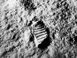 Astronaut Buzz Aldrin's Footprint in Lunar Soil During Apollo 11 Lunar Mission