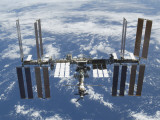 International Space Station in Orbit Above the Earth