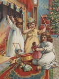 Children playing on Christmas morning
