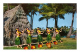Danceuses de hula, hutte, Hawaii
