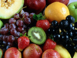 Variety of Fresh Fruits Including Berries with Grapes and Honeydew