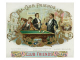 Club Friends Brand Cigar Box Label, Billards