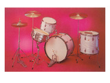 Drum Set with Pink Background