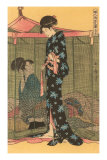 Geishas, gravure sur bois japonaise
