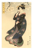 Japanese Woodblock, Woman in Breeze