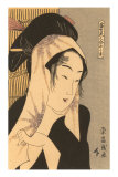 Japanese Woodblock, Woman with Scarf