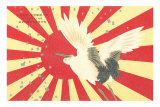 Old Japanese Flag with Crane