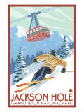 Wyoming Skier and Tram, Jackson Hole