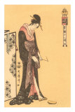 Gravure sur bois japonaise, geisha