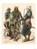Japanese Samurai Warriors in Full Armor