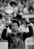 Arthur Ashe Defeats Jimmy Connors Tennis Trophy Archival Photo Sports Poster