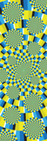 Hallucination géométrique cinétique en vert, jaune et bleu